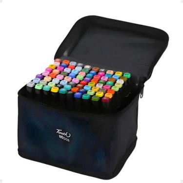 Imagem de Marcador Conjunto Canetas Kit 80 Cores Ponta Dupla Colorir - 2W