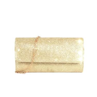 Imagem de Bolsas de mão femininas clutch bolsa de noite para mulheres bolsas de ombro transversais para mulheres brilhantes para festa de casamento, Dourado, Small