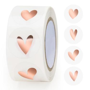 Imagem de 500 peças de adesivos transparentes para selos de envelope de coração, 2,5 cm, autoadesivos, ouro rosa, coração, amor, para convite, aniversário, galentinas, dia das mães