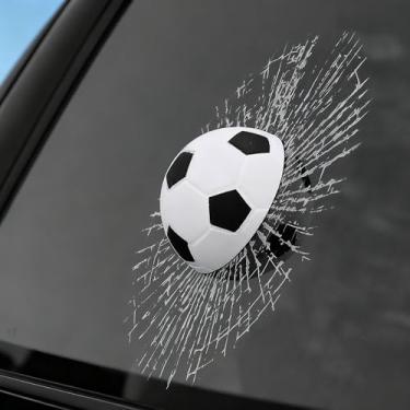 Imagem de Adesivo engraçado de vidro quebrado bola de janela de carro autoadesivo 3D adesivos de carro (branco)