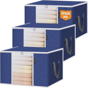 Imagem de Sacos de armazenamento de roupas BALEINE 24 galões, pacote com 3, azul