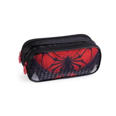 Imagem de Estojo Duplo Escolar Infantil Spider Dark Meninos - Denlex