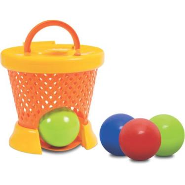 Imagem de Basketball baby amarelo e laranja mercotoys basquete para bebês bolinh