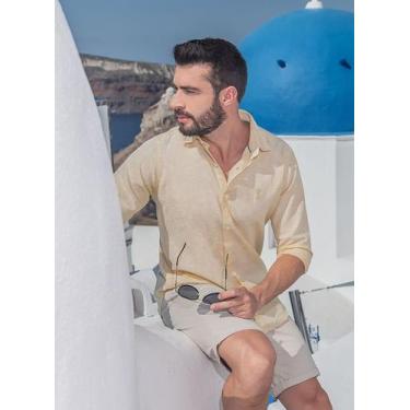 Imagem de Camisa Linho Aleatory Manga Longa True Amarela, Amarelo, G