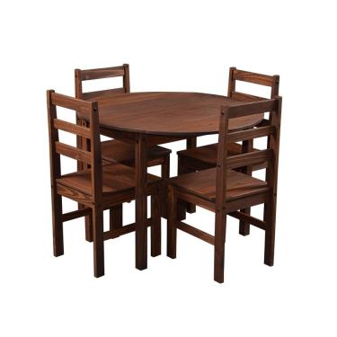 Imagem de Conjunto Mesa Redonda Dobrável com 4 Cadeiras em Madeira Maciça –Cancun