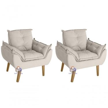 Imagem de Kit 02 Poltrona Opala Bege Claro.