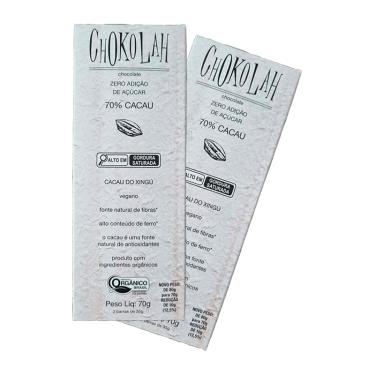 Imagem de Kit 2X: Chocolate 70% Cacau Zero Açúcar Orgânico CHoKolaH 70g