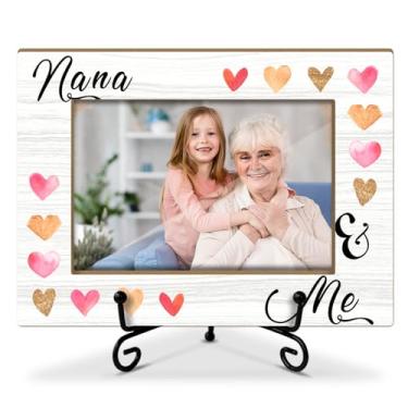 Imagem de Lesixur Porta-retrato Nana and Me, 10 x 15 cm, presente de aniversário de dia dos avós para netos, moldura de madeira com suporte de ferro para mesa de mesa, decoração de mesa de casa -010