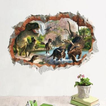 Imagem de Adesivos de parede 3D Dinosaur Broken Wall Effect PVC 50x70cm - yiweis