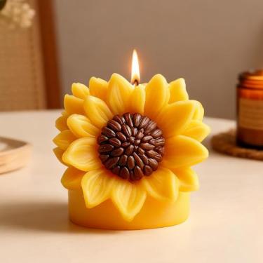 Imagem de Molde de vela de silicone de girassol, molde de vela de pilar de flores exclusivo 3D para fabricação de velas, moldes de fundição de resina epóxi para artesanato em resina DIY, sabão de cera artesanal