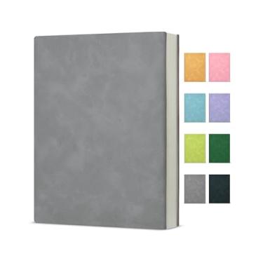 Imagem de KSFFWQIN Caderno de diário para mulheres e homens, caderno pautado na faculdade para trabalho, escola, anotações, diário, cinza