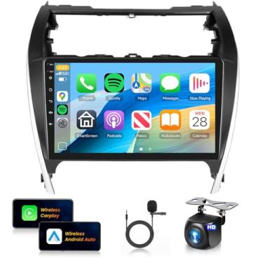 Imagem de Estéreo automotivo 6+128G para Toyota Camry 2012 2013 2014 8 núcleos sem fio Carplay Android Auto, rádio IPS Touch Screen de 10 polegadas, Android/GPS/WiFi/FM AM RDS/32EQ AI DSP/BT5.0/SWC/câmera de