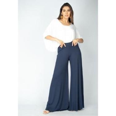 Imagem de Calça Pantalona Granja Malha Azul Marinho - P-Veste do 38 ao 40-Feminino