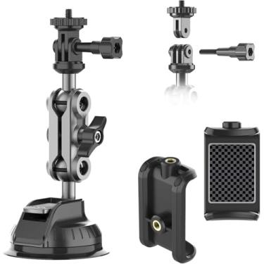 Imagem de Suporte para painel de para-brisa ajustável 360 com ventosa para carro, câmera de ação de 1/4 polegada, para câmera de ação GoPro Insta360 DJI