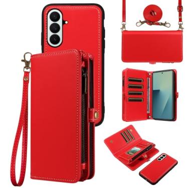 Imagem de Asuwish Capa tipo carteira transversal para Samsung Galaxy Z Fold 7 5G 2025 magnética destacável couro PU capa de telefone porta-cartões flip zíper alça bolsa ZFold7 Z7 G Fold7 ZFold 7Z feminina