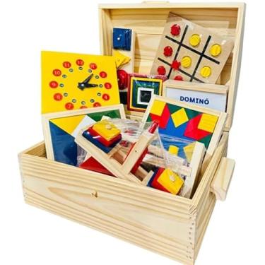 Imagem de Baú Pedagógico com 10 Jogos Educativos Alfabetização e Matemática Desenvolvimento Infantil