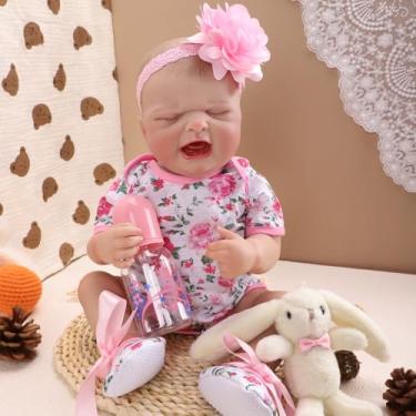 Imagem de Boneca Bebê Reborn Menina Chorão Corpo de Silicone Realista Pintado Original 48cm Com Acessórios