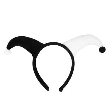 Imagem de HOLIDYOYO Faixa de cabeça de palhaço preto e branco para cabeça de palhaço: chapéu de pelúcia de bobo da corte de Halloween fantasia de coringa fantasia de carnaval de palhaço acessório de fantasia de
