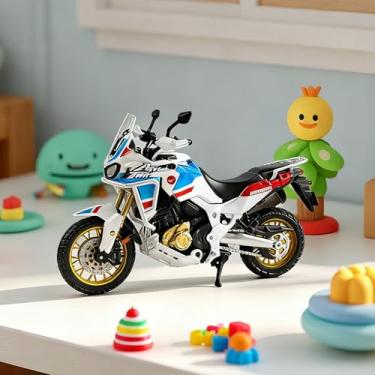 Imagem de Compatible for Honda 1:18 Motorcycle Model – A stylish white mini off-road motorcycle, perfect for home and office décor, desktop decoration, and bookshelf display.