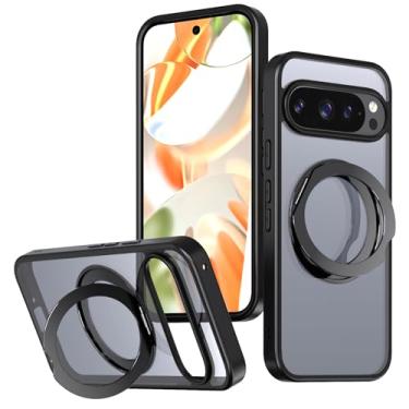 Imagem de Capa magnética giratória de 360° com suporte resistente para Google Pixel 9 Pro, capa fina com tela de vidro temperado 9H e protetor de lente da câmera [apto para MagSafe] (para Google Pixel 9 Pro)