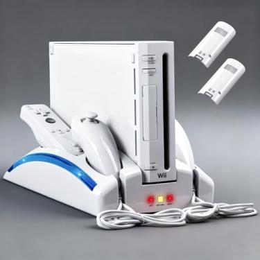 Imagem de ohhnac Estação Organizadora De Jogos Para Console Wii Stand, Suporte Carregador Controle Remoto Wii, 2 Baterias Recarregáveis Compatíveis Com O Kit Nunchuk Do Nintendo