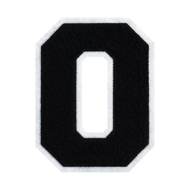 Imagem de Adesivos de número de chenille preto de 15 cm, adesivos personalizados para jaquetas, bolsas, chapéus, sapatos e muito mais, adesivos DIY personalizados para esportes, moda e decoração (vermelho 0)