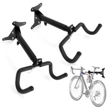 Imagem de PSLER 2 peças de suporte de parede para bicicleta – barra de mão, suporte horizontal ajustável e extensível para bicicletas de montanha, estrada/híbridas, gancho de armazenamento de garagem que