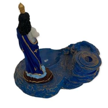 Imagem de Incensário Cascata Santa Sarah Azul 10 Cm + 10 Incensos - Lua Mística 