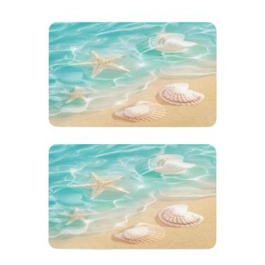 Imagem de Blueangle Conjunto de 2 ímãs de geladeira, estrela-do-mar e concha de verão - Ímãs de geladeira decorativos engraçados para cozinha - lavável na lava-louças e decoração magnética durável (455)