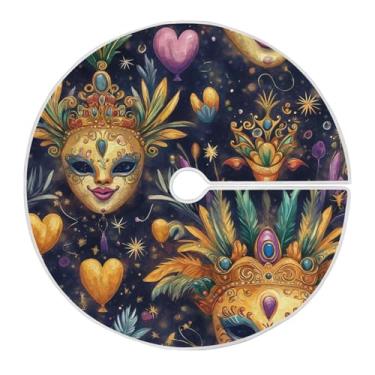Imagem de Blueangle Saia de árvore colorida para Mardi Gras de 118 cm, saia de poliéster macio para decoração de carnaval (221)