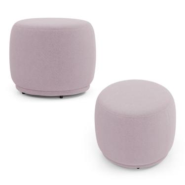 Imagem de Kit 02 Puffs Decorativos Orgânicos Molly Redondo Bouclê Rosé - Desk Design