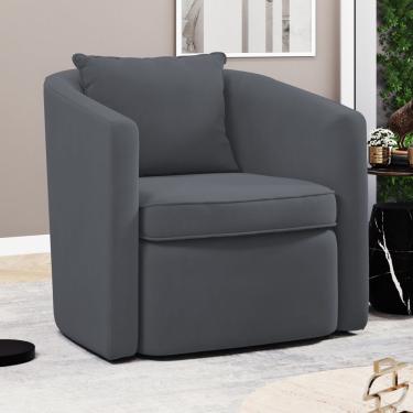 Imagem de Poltrona Decorativa Sala De Estar Aimê Suede Cinza - Desk Design