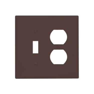 Imagem de JDAKHD Capas de tomada marrom chocolate rico tom terra 2 gangues capa decorativa interruptor de luz única interruptor duplo placa de parede para tomadas elétricas capas de placa de interruptor