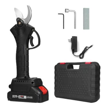 Imagem de Tesoura de poda elétrica sem fio portátil 21V com estojo transporte bateria recarregável 2000mAh e podador ramos árvore elétrico tesouras jardim diâmetro máximo corte 30mm