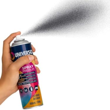 Imagem de Tinta Spray 400ml Brilhante Uso Geral em Aço Ferro Couro Gesso Cerâmica | Universo - Cinza Grafite