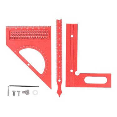 Imagem de Estink Régua Quadrada de Medição de Vários ângulos 3D para Carpintaria, Transferidor Métrico de Carpinteiro de Liga de Alumínio Com Multifuncional Ajustável, Mini Régua Quadrada para (Vermelha)