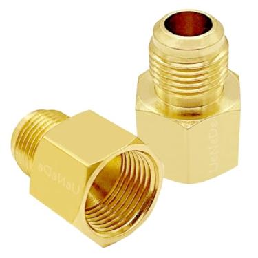 Imagem de Uenede 2 peças acoplador de latão 1,9 cm alargador fêmea para tubo de 5/20.3 cm alargador macho adaptador de gás bicos acessórios de tubulação conectores de mangueira