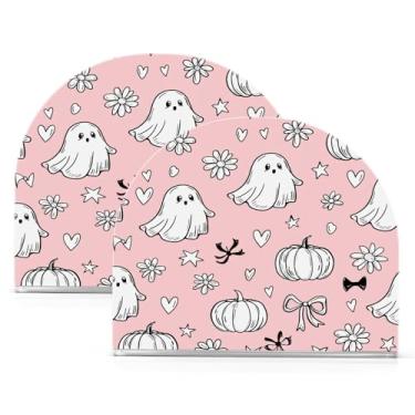 Imagem de Wassud Porta-guardanapos de acrílico Fantasmas Abóboras de Halloween Dispensador de guardanapos de papel para mesa, cozinha, sala de jantar, bancada pacote com 2 (comporta 50-60 guardanapos)