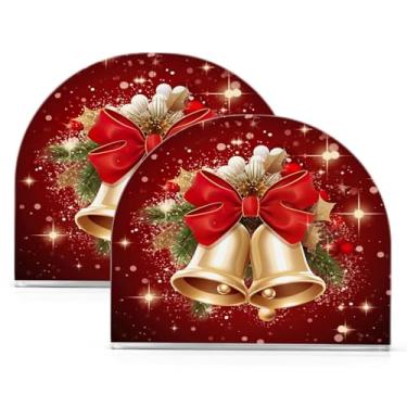 Imagem de Wassud Sino de Natal (3) Porta-guardanapos de acrílico, dispensador de guardanapos de papel moderno em forma de U para mesa, cozinha, sala de jantar, bancada 2 peças (comporta 50-60 guardanapos)