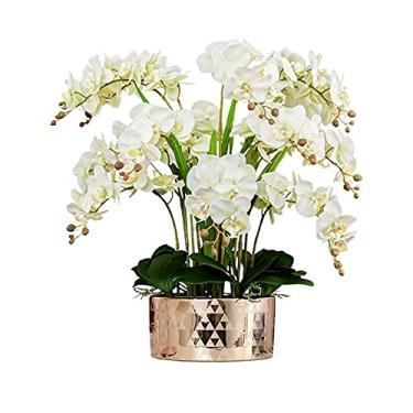 Imagem de Flor artificial em vaso flores artificiais com plantador orquídea grande dentro de casa flores de seda grandes em vasos bonsai em vaso de flores falsas (A t)