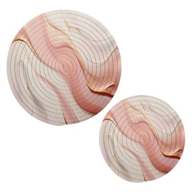 Imagem de Wassud Conjunto de tripé de mármore ouro rosa para pratos quentes, suportes redondos de algodão, almofadas quentes, porta-copos elegantes, decoração de cozinha e acessórios, 2 peças