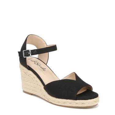 Imagem de Lifestride Sandálias femininas Tess Wedge Espadrille, Preto, 35