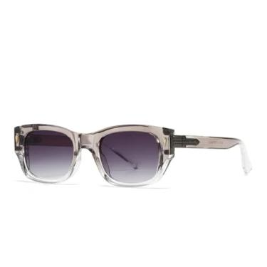 Imagem de VFDHN Óculos de Sol Femininos Fashion Bicolor Retrô Masculinos com Rebites e Lentes Degradê UV400 (TYJ273-3)
