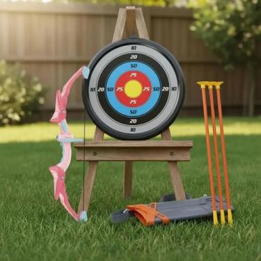 Imagem de Brinquedo Arco e Flecha Tiro ao Alvo Infantil com Luz - Brinqkids, Ros