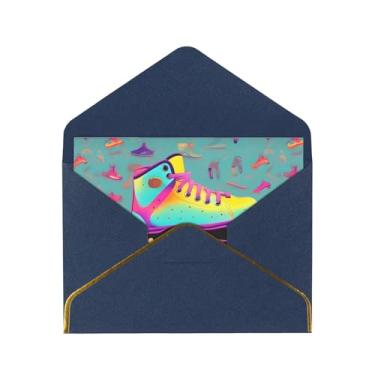 Imagem de Patins coloridos impressos cartões comemorativos para todas as ocasiões, convites de festa de aniversário de casamento, 12,7 x 15,2 cm