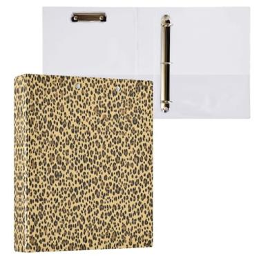 Imagem de STAYTOP Organizador de fichário redondo com estampa de leopardo, fichário de 3 anéis com prancheta (carta A4), fichário fofo para material de escritório escolar
