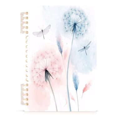 Imagem de Burbuja Caderno de flores de dente-de-leão, papel pautado universitário A5 com 60 folhas, fichário para escritório, 1 pacote