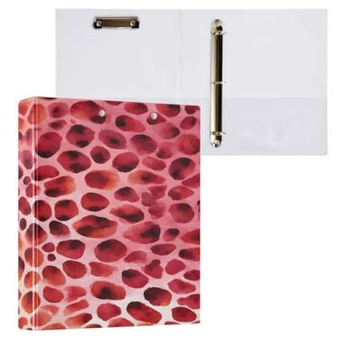 Imagem de CEBUGI Fichário redondo de 3 anéis com estampa de leopardo, 3 polegadas, comporta 200 folhas, pastas com 3 bolsos de PVC transparentes para escritório, 31,5 x 27 x 6 cm, 1 pacote