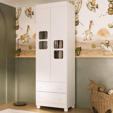 Imagem de Guarda-roupa Infantil 62cm 2 Portas com Vidro e 2 Gavetas Sol Multimóveis MP4418