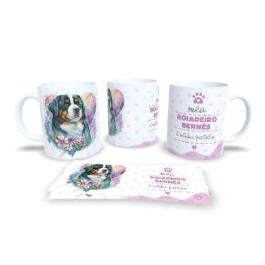 Imagem de Caneca de Cerâmica Beagle, Branca e Rosa, com Ilustração de Cachorro e Flores, Tema Pet, Design com Patinhas e Corações (13178)